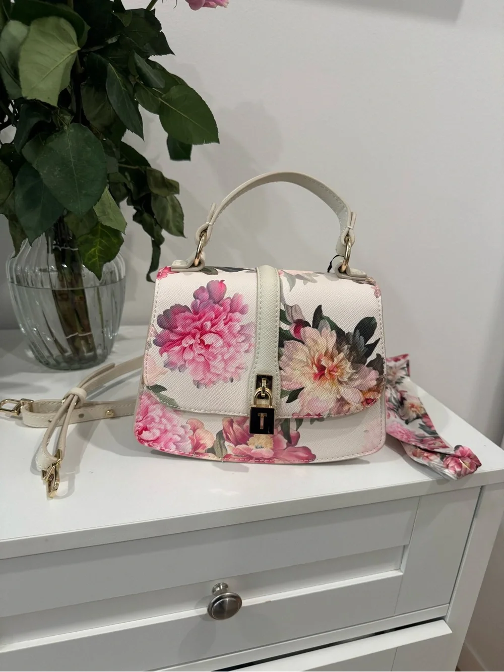 New w/Tags Ted Baker Floral Top-Handle Satchel in Blush and Pink